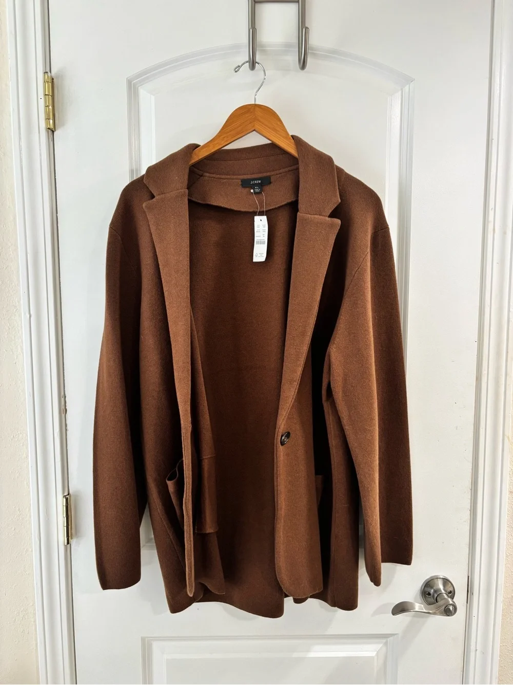 J. Crew Chocolate Brown Single-Button Knit Blazer